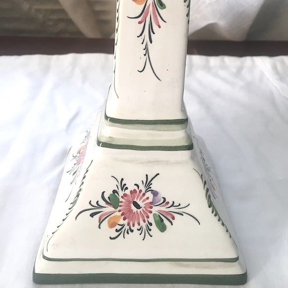 Artisan Hand Painted Floral Candlestick - Picture 2 of 6